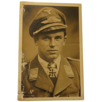 Luftwaffe postal tarjetas postales Oberleutnant Philipps con el sello rara. Espenlaub militaria